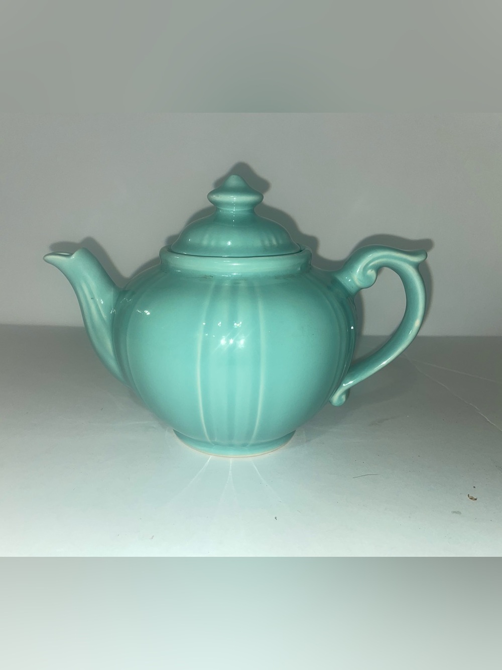 Turquoise Vintage Dalton OHIO Ceramic Pottery Blue Teapot